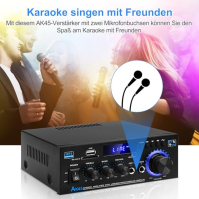 HiFi zesilovač AK45 Mini Bluetooth stereo audio zesilovač přijímač 12V/ 220V 400W 2 kanály digitální zesilovač zvuku zesilovač z