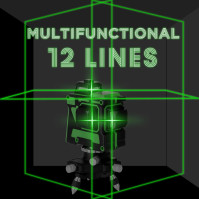 12 řádkový laserový nivelátor, Weytoll Zelený laserový nivelátor 3D, automatické vodorovné vyrovnání