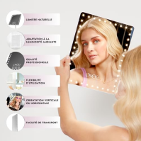 Osée - Glowy Beauty Mirror - profesionální osvětlené zrcadlo: 42 LED přirozeného světla, nastavitelná intenzita, dotykový disple