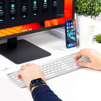 iClever Keyboard Mouse Set Wireless - tichá dobíjecí bezdrátová klávesnice s protiprachovou fólií, německé rozložení QWERTZ pro 