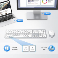 iClever Bezdrátová klávesnice a myš GK08 Dobíjecí ergonomická klávesnice Tichý design v plné velikosti s 2,4G numerickou klávesn