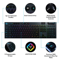 Bezdrátová mechanická herní klávesnice Logitech G915 LIGHT SPEED, klikací spínač GL s nízkoprofilovým LIGHTSYNC RGB, skandinávsk