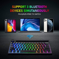 60% Mechanická herní klávesnice typu C Kabelová/bezdrátová Bluetooth 19 Chroma RGB podsvícení Nabíjecí 4400mAh Multimediální kno