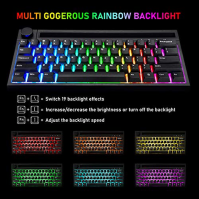 60% Mechanická herní klávesnice typu C Kabelová/bezdrátová Bluetooth 19 Chroma RGB podsvícení Nabíjecí 4400mAh Multimediální kno