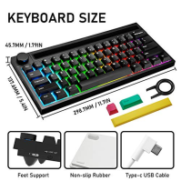 60% Mechanická herní klávesnice typu C Kabelová/bezdrátová Bluetooth 19 Chroma RGB podsvícení Nabíjecí 4400mAh Multimediální kno