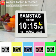 Véfaîî [2020 Version 21 Alarm Digital Alarm Clock, Digital Calendar Day Clock For Dementia Weak Read Children Seniors Visibility