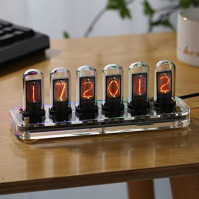 NovelLife SE Tube Clock, DIY Nixie Tube Clock Kit Simulation, digitální kalendář stopky, 6 bitů IPS Screen Time Photo Display, S