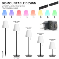 light to hope Bezdrátová stolní lampa Stojací lampa 2 v 1 Teplá bílá a RGB Stmívatelná IP44 Vodotěsná venkovní stojací lampa pro