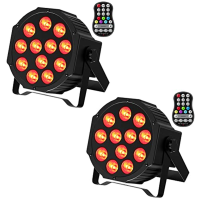 DELIBANG 2PCS dobíjecí RGBW LED Par reflektor, 12 LED reflektorů na baterie s dálkovým ovládáním, jevištní světelný efekt reflek