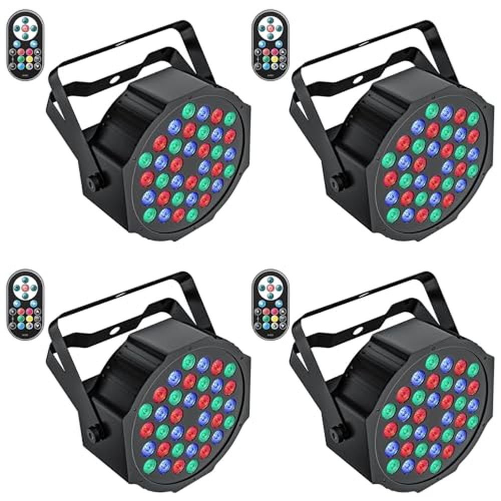 UKing 4PCS LED par light, 72W LED reflektor RGB DMX scénické světlo 7 režimů party světelných efektů s dálkovým ovládáním pro DJ