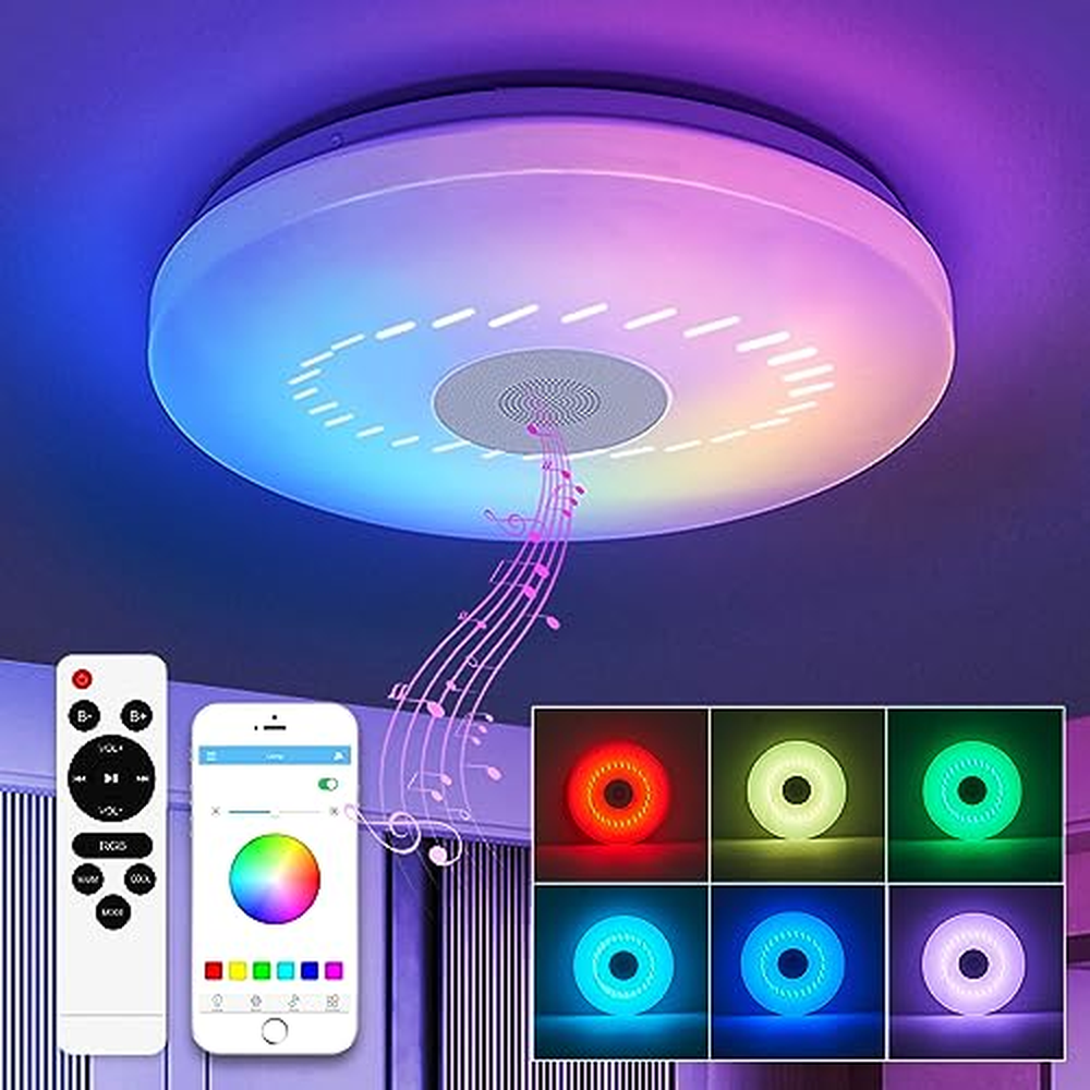 36W RGB LED stropní svítidlo s Bluetooth reproduktorem Stropní svítidlo s dálkovým ovládáním Stmívatelné svítidlo se změnou barv