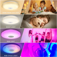 36W RGB LED stropní svítidlo s Bluetooth reproduktorem Stropní svítidlo s dálkovým ovládáním Stmívatelné svítidlo se změnou barv