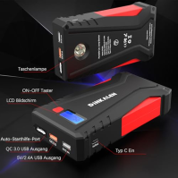 DINKALEN Jump Starter Power Pack, 800A 12V posilovač autobaterie Jump Starter (do 6L benzínových/5L naftových motorů) s LCD disp