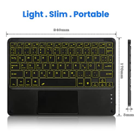 Klávesnice bluetooth pro tablety s touchpadem Podsvícená dobíjecí QWERTZ klávesnice Bezdrátová klávesnice se 7 barvami