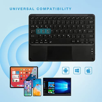 Klávesnice bluetooth pro tablety s touchpadem Podsvícená dobíjecí QWERTZ klávesnice Bezdrátová klávesnice se 7 barvami