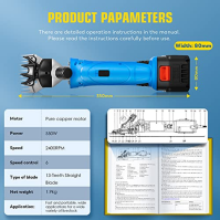 CGOLDENWALL Profesionální stroj na stříhání ovcí, koz, alpak - elektrické bateriové nůžky 550W 2400RPM