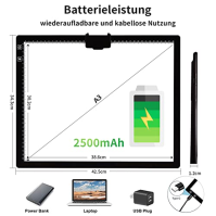 dobíjecí světelný box A3 s nástrojem pro malování diamantů 6 nastavení jasu 2500 mAh dobíjecí pro 5D příslušenství pro malování 