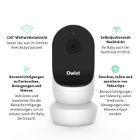 Dětská chůvička Owlet Cam 2 s kamerou a zvukem - HD video - noční vidění - kompatibilní s iOS a Androidem - bílá