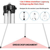 Křížový laser s stativem Hancaner 4x360°, 16 laserových čar, 3°, samočinně nivelační s stativem, 2x 2400 mAh baterie