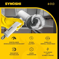 SYNOSHI | Elektrický čisticí kartáč, Power Spin Scrubber, čisticí zařízení se 3 vyměnitelnými čisticími hlavami, 2 rychlosti rot