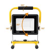 Stavební reflektor LED 100W, 10000LM 6500K studená bílá LED pracovní světlo na staveništi, LED reflektor se zástrčkou a kabelem 