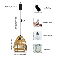 YIKEGE LICHT 3x vintage závěsná lampa na baterie s dálkovým ovládáním boho ratanová lampa dobíjecí závěsná lampa stropní lampa b