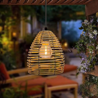 YIKEGE LICHT 3x vintage závěsná lampa na baterie s dálkovým ovládáním boho ratanová lampa dobíjecí závěsná lampa stropní lampa b