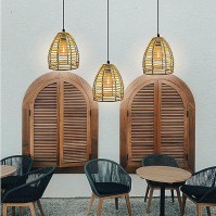 YIKEGE LICHT 3x vintage závěsná lampa na baterie s dálkovým ovládáním boho ratanová lampa dobíjecí závěsná lampa stropní lampa b