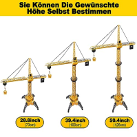 FORMIZON Věžový jeřáb na dálkové ovládání, 128 cm vysoký věžový jeřáb 2,4 Hz, 6 kanálů věžového jeřábu, 680 stupňů RC stavební j