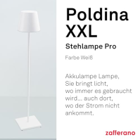 Zafferano, Poldina XXL Lamp, bezdrátová, dobíjecí stojací lampa s dotykovým ovládáním, vhodná do obývacího pokoje i ven, stmívač