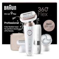 Braun Silk-épil 9 Flex, dámský epilátor / epilátor pro dlouhotrvající odstranění chloupků, mini holicí strojek, peelingové násta