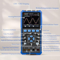 HDS272S 3 v 1 OWON osciloskop 70MHz s 2+1 CH s 3,5palcovým LCD displejem s nastavitelným jasem (osciloskop + multimetr + generát