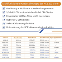 HDS272S 3 v 1 OWON osciloskop 70MHz s 2+1 CH s 3,5palcovým LCD displejem s nastavitelným jasem (osciloskop + multimetr + generát