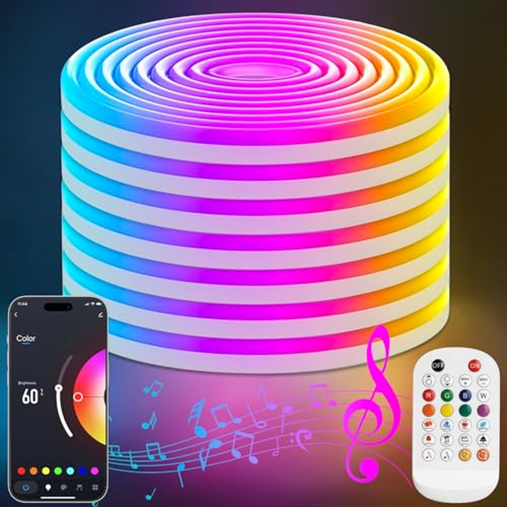 Lamomo LED pásek 10 m, RGB LED pásek s dálkovým ovládáním APP, 24V vodotěsný flexibilní stmívatelný LED pásek, Bluetooth Music S