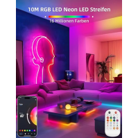 Lamomo LED pásek 10 m, RGB LED pásek s dálkovým ovládáním APP, 24V vodotěsný flexibilní stmívatelný LED pásek, Bluetooth Music S