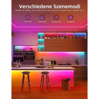 Lamomo LED pásek 10 m, RGB LED pásek s dálkovým ovládáním APP, 24V vodotěsný flexibilní stmívatelný LED pásek, Bluetooth Music S