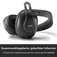 Studiová sluchátka Bluetooth AKG K361-BT, uzavřený design přes uši pro profesionální výkon, skládací se 3 polohovými závěsy, 28h