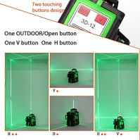 Křížový laser 3x360°, Mulcort Multifunkční 3D 12řádkový laserový nivelační přístroj Svislé vodorovné čáry s funkcí samonivelace 