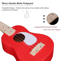 Winzz Dětské ukulele, sada sopránové ukulele pro začátečníky, dětské ukulele s 9 doplňky, 21palcové ukulele, červená barva