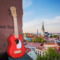 Winzz Dětské ukulele, sada sopránové ukulele pro začátečníky, dětské ukulele s 9 doplňky, 21palcové ukulele, červená barva