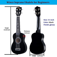 Startovací sada pro sopránové ukulele Winzz pro začátečníky s taškou, klipovou ladičkou, náhradními strunami, řemínkem, bubínkem