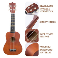 Olycism 21palcové sopránové ukulele pro děti a dospělé Ukulele Starter Kit s taškou na trsátka Klipová ladička Přídavné struny P