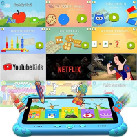 Ascrecem Kids Tablet 7" Android Tablet pro děti s WiFi Duální fotoaparát Bluetooth, rodičovská kontrola, Quad Core, 2GB + 32GB R