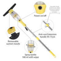 Akumulátorový čistič oken, elektrický čistič oken, čistič oken s teleskopickou rukojetí, výdrž baterie: 2,2Ah,40 min,28 cm sací 