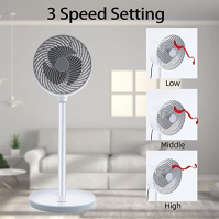 Jednoduchý stojanový ventilátor Deluxe, 50W mobilní stojanový ventilátor s oscilací 60°, 3 rychlosti/3 režimy/15 hodin, pro domá