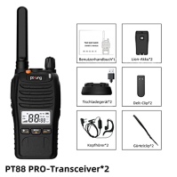 Pofung PT88 PRO Walkie Talkie Professional PMR446 Licensed Free Přenosná dobíjecí vysílačka 16CH s LED indikátorem, blikajícím a