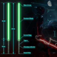 SLVCREK 2 balení světelného meče pro děti dospělé, RGB 12 barev světelného meče, dobíjecí laserový meč se zvukem FX Světelný meč