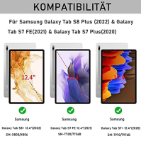 Pouzdro s klávesnicí pro Samsung Galaxy Tab S7 FE / S7+ / S7 Plus / S8 Plus 2022 - ochranné pouzdro s držákem S Pen Bezdrátová o