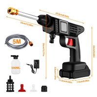 Vysokotlaký čistič s 24V lithium-iontovou baterií, vysokotlaký čistič s 5m hadicí a 2 tryskami pro mytí aut, lodí, podlah, bazén