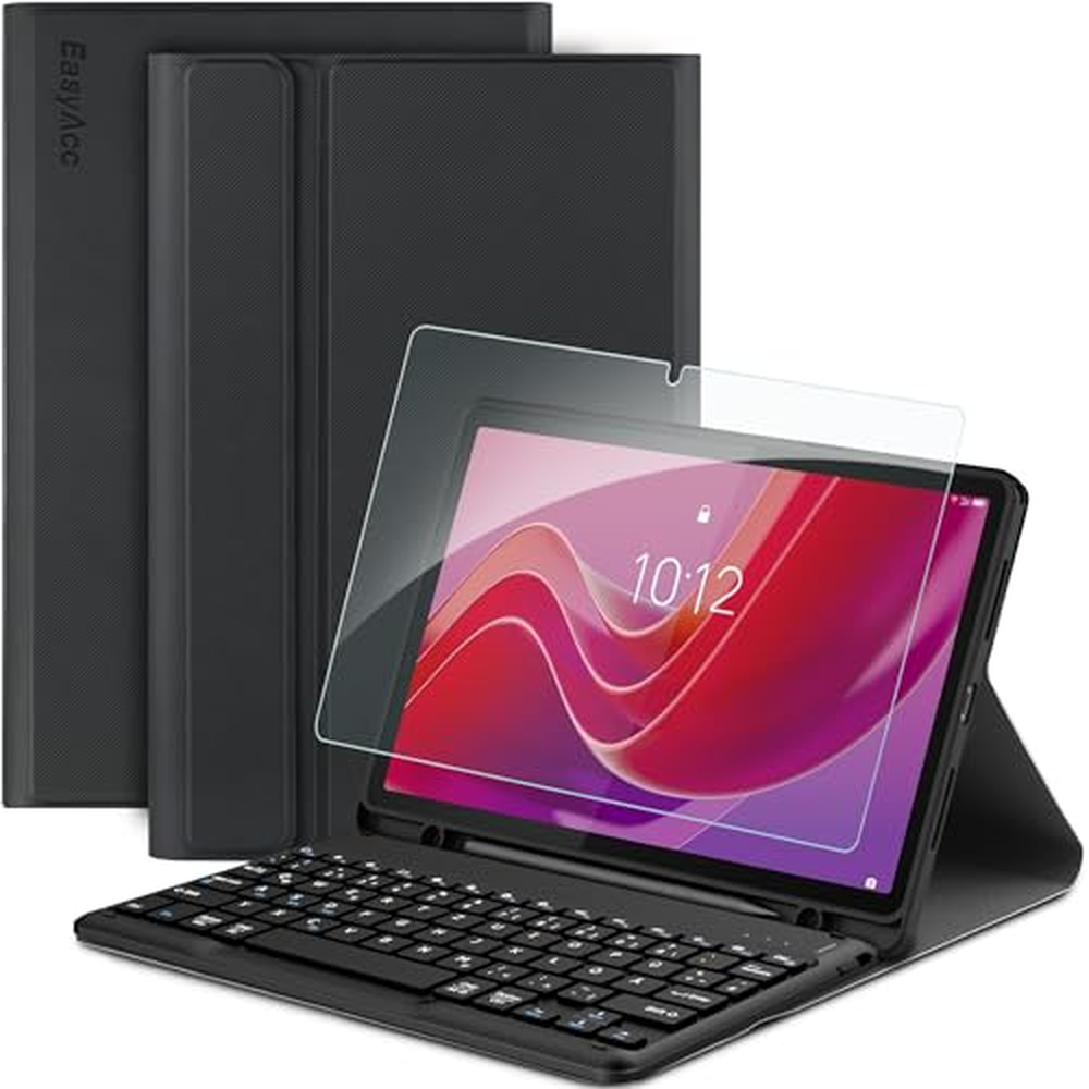 EasyAcc Kryt klávesnice kompatibilní s Lenovo Tab M11 TB330 2024 s ochrannou fólií, QWERTZ German, odnímatelný kryt klávesnice s